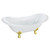 Kingston Brass 61" Cast Iron Oval Double Slipper Clawfoot Tub (No Faucet Drillings), White/Polished Brass - VCTNDS6130NC2