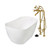 Kingston Brass 51" Solid Surface Oval Single Slipper Freestanding Tub with Faucet Combo and Drain, Brushed Brass - KRTSS5130266K7