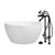 Kingston Brass 45" Solid Surface Round Double Ended Freestanding Tub with Faucet Combo and Drain, Matte Black - KRTRO4545266K0
