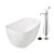 Kingston Brass 51" Solid Surface Oval Single Slipper Freestanding Tub with Faucet Combo and Drain, Polished Chrome - KRTSS5130131AL