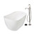 Kingston Brass 51" Solid Surface Oval Single Slipper Freestanding Tub with Faucet Combo and Drain, Polished Nickel - KRTSS5130136AL