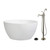Kingston Brass 45" Solid Surface Round Double Ended Freestanding Tub with Faucet Combo and Drain, Brushed Nickel - KRTRO4545138AL
