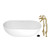 Kingston Brass 70" Solid Surface Oval Double Ended Freestanding Tub with Faucet Combo and Drain, Brushed Brass - KRTRS7035266K7