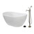 Kingston Brass 57" Solid Surface Oval Double Slipper Freestanding Tub with Faucet Combo and Drain, Brushed Nickel - KRTRS5732138AL