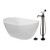 Kingston Brass 57" Solid Surface Oval Double Slipper Freestanding Tub with Faucet Combo and Drain, Oil Rubbed Bronze - KRTRS5732135AL