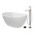 Kingston Brass 57" Solid Surface Oval Double Slipper Freestanding Tub with Faucet Combo and Drain, Polished Nickel - KRTRS5732136AL