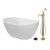 Kingston Brass 57" Solid Surface Oval Double Slipper Freestanding Tub with Faucet Combo and Drain, Polished Brass - KRTRS5732132AL