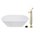 Kingston Brass 67" Solid Surface Oval Double Ended Freestanding Tub with Faucet Combo and Drain, Polished Brass - KRTRS6731132AL