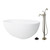 Kingston Brass 65" Solid Surface Oval Double Ended Freestanding Tub with Faucet Combo and Drain, Brushed Nickel - KRTRS6531138AL