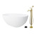 Kingston Brass 65" Solid Surface Oval Double Ended Freestanding Tub with Faucet Combo and Drain, Polished Brass - KRTRS6531132AL