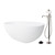 Kingston Brass 65" Solid Surface Oval Double Ended Freestanding Tub with Faucet Combo and Drain, Polished Nickel - KRTRS6531136AL