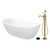 Kingston Brass 72" Solid Surface Oval Double Ended Freestanding Tub with Faucet Combo and Drain, Brushed Brass - KRTRS7232137AL