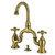 Kingston Brass English Country Bridge Bathroom Faucet with Brass Pop-Up, Antique Brass - KS7993AX