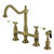 Kingston Brass Bel-Air Bridge Kitchen Faucet with Brass Sprayer, Antique Brass - KS1273BPLBS