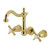 Kingston Brass Millennium Double-Handle Wall Mount Bathroom Faucet, Polished Brass - KS1222ZX