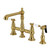 Kingston Brass Bel-Air Bridge Kitchen Faucet with Brass Sprayer, Brushed Brass - KS7277BPLBS