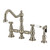 Kingston Brass Bel-Air Bridge Kitchen Faucet with Brass Sprayer, Brushed Nickel - KS3278BPLBS