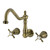 Kingston Brass Essex Two-Handle Wall Mount Kitchen Faucet, Antique Brass - KS1283BEX