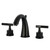 Kingston Brass Convergent Widespread Bathroom Faucet with Knurled Handle and Brass Pop-Up, Matte Black - KS2960KNL