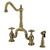 Kingston Brass English Country Bridge Kitchen Faucet with Brass Sprayer, Antique Brass - KS7753AXBS