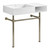 Kingston Brass Aurelius 36" Solid Surface Console Sink with Stainless Steel Legs (8-Inch, 3-Hole), Matte White/Brushed Nickel - KVPB3368SQA88