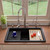 ALFI  Black Matte 32" x 19" Workstation Step Rim Single Bowl Fireclay Undermount / Drop In Kitchen Sink - ABFS3219SUD-BM