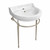 Whitehaus 22" Console Sink With Semi-Circular Bowl, Single Faucet Drilling, Solid Brass Leg Supports, Backsplash, Overflow and Front Towel Bar. - WHV022-L32-1H-BN