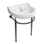 Whitehaus 22" Console Sink With Semi-Circular Bowl, Single Faucet Drilling, Solid Brass Leg Supports, Backsplash, Overflow and Front Towel Bar. - WHV022-L32-1H-MB