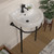 Whitehaus 22" Console Sink With Semi-Circular Bowl, Single Faucet Drilling, Solid Brass Leg Supports, Backsplash, Overflow and Front Towel Bar. - WHV022-L32-1H-MB