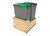 Rev-A-Shelf Double Metallic Silver 50 Qt. Maple Pullout Waste Container w/ Soft-Close and (1) Lid for 18" Base Cabinets - 4WCSC-1850DM-2
