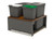 Rev-A-Shelf LEGRABOX Double 35 Qt. Orion Gray/Walnut Pullout Waste Container w/ BLUM Soft-Close and Double 8 L Bins/Lids for 18" Frameless Base Cabinets - 5LB-2435OGWN-413