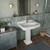 Whitehaus 27" Pedestal Sink With Integrated Oval Bowl, Low-Rise Backsplash, Decorative Trim & Overflow, White