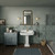 Whitehaus 27" Pedestal Sink With Integrated Oval Bowl, Low-Rise Backsplash, Decorative Trim & Overflow, White