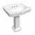Whitehaus 27" Pedestal Sink With Integrated Oval Bowl, Low-Rise Backsplash, Decorative Trim & Overflow, White