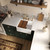 Whitehaus 24" Front Apron Single Bowl Fireclay Workstation Kitchen Sinks With Walnut Wood Cutting Board And Stainless Steel Grid, White