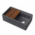 Whitehaus 33" Front Apron Single Bowl Fireclay Workstation Kitchen Sinks With Walnut Wood Cutting Board And Stainless Steel Grid, Dark Gray