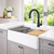 HamatUSA Kilncrest 33" Apron-Front Fireclay Workstation Single Bowl Kitchen Sink, Matte White