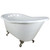 Kingston Brass 60" Cast Iron Slipper Clawfoot Bathtub w/o Faucet Drillings - White With Brushed Nickel Tub Feet - VCTND6030NT8