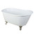 Kingston Brass 53" Cast Iron Slipper Clawfoot Bathtub w/o Faucet Drillings - White With Satin Nickel Tub Feet - VCTND5328NT8