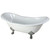 Kingston Brass 72" Cast Iron Double Slipper Clawfoot Bathtub & w/o Faucet Drillings - White With Chrome Tub Feet