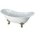 Kingston Brass 72" Cast Iron Double Slipper Clawfoot Bathtub & w/o Faucet Drillings - White With Satin Nickel Tub Feet - VCTND7231NC8