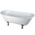 Kingston Brass 67" Cast Iron Double Slipper Clawfoot Bathtub & w/o Faucet Drillings - White With Brushed Nickel Tub Feet - VCTND6728NH8