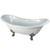Kingston Brass 72" Cast Iron Double Slipper Clawfoot Bathtub & 7" Centers Faucet Drillings - White With Satin Nickel Tub Feet - VCT7D7231NC8
