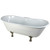 Kingston Brass 67" Cast Iron Double Slipper Clawfoot Bathtub & 7" Centers Faucet Drillings - White With Satin Nickel Tub Feet