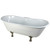 Kingston Brass 67" Cast Iron Double Slipper Clawfoot Bathtub & 7" Centers Faucet Drillings - White With Satin Nickel Tub Feet - VCT7D6728NH8
