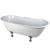 Kingston Brass 67" Cast Iron Double Slipper Clawfoot Bathtub & 7" Centers Faucet Drillings - White With Chrome Tub Feet - VCT7D6728NH1