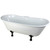 Kingston Brass 67" Cast Iron Double Slipper Clawfoot Bathtub & 7" Centers Faucet Drillings - White With Oil Rubbed Bronze Tub Feet - VCT7D6728NH5