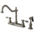 Kingston Brass Two Handle Widespread Kitchen Faucet & Brass Side Spray - Brushed Nickel KB1758TALBS