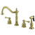Kingston Brass Two Handle Widespread Widespread Kitchen Faucet & Brass Side Spray - Polished Brass - KB7792BLBS