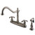 Kingston Brass Two Handle Widespread Kitchen Faucet Faucet & White Side Spray - Satin Nickel KB1758TXBS